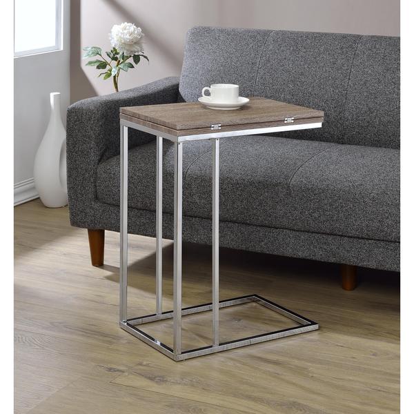 Acme Furniture Danson Weathered Oak Top And Chrome Frame Acme Furniture Danson Weathered Oak Top And Chrome Frame Extendable Swivel Side Table