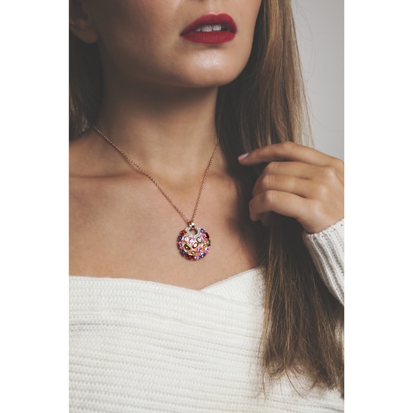 16/" Rose Gold Plated Necklace w// Sea Inspired Pendant w// Crystals by Matashi