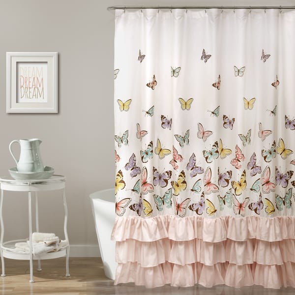 slide 2 of 11, Lush Decor Flutter Butterfly Shower Curtain