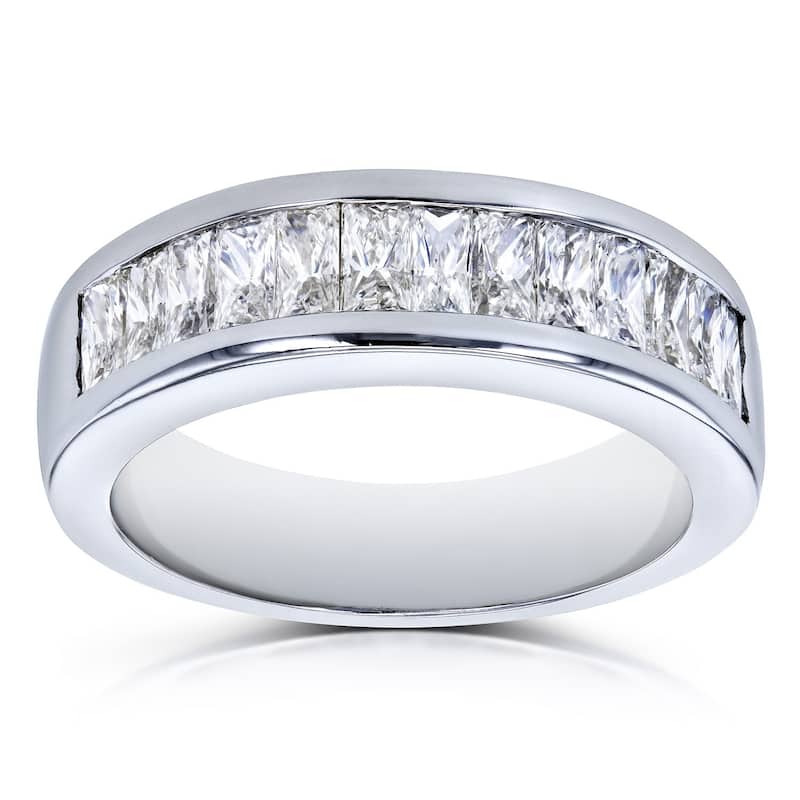 Kobelli 1.38 Carat Natural Diamond 14k Solid White Gold Princess Baguette Channel Inlay Band
