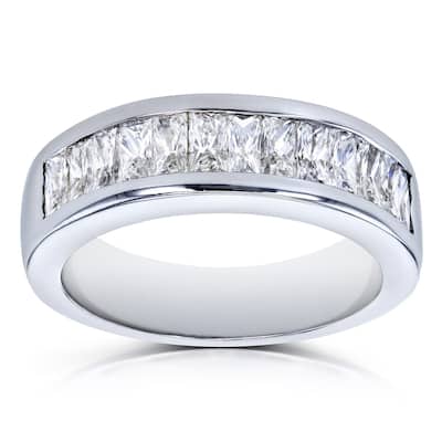 Kobelli 1.38 Carat Natural Diamond 14k Solid White Gold Princess Baguette Channel Inlay Band