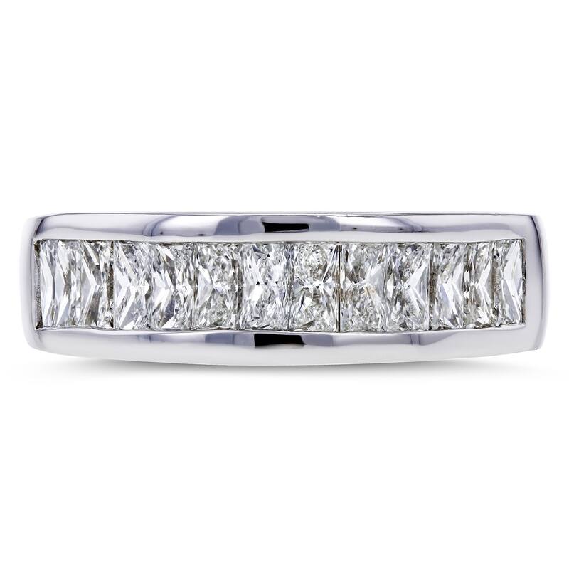 Kobelli 1.38 Carat Natural Diamond 14k Solid White Gold Princess Baguette Channel Inlay Band