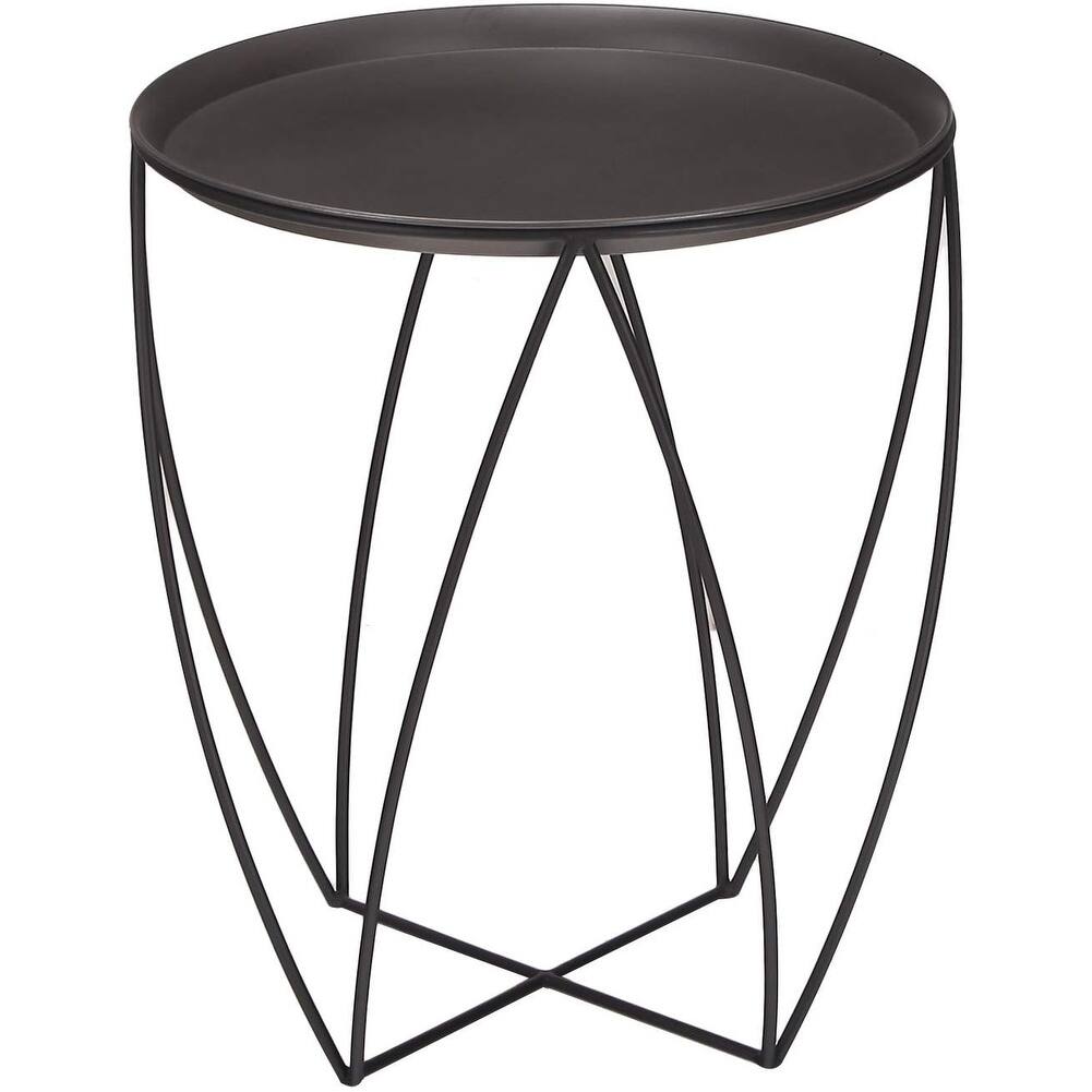 Adeco Minimalism Mordern Triangle Black Metal Curved Side Table