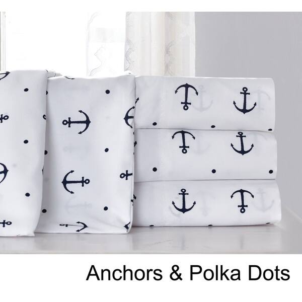 Shop Anchors Nautical Microfiber Bed Sheet Set Free Shipping On
