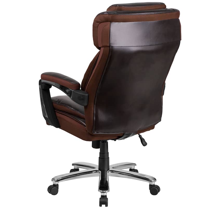 Grove Big & Tall Leather Executive Office Chair: Adjustable Swivel, Headrest, Padded Arms