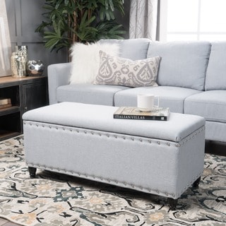 Tatiana Contemporary Fabric Storage Ottoman with Nailhead Trim by Christopher Knight Home