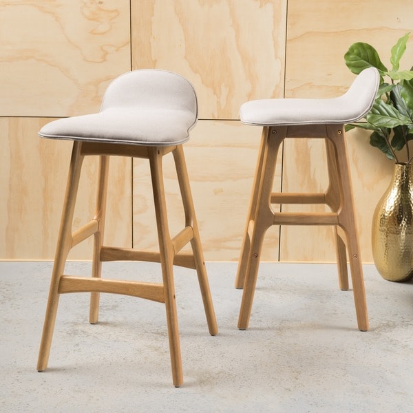 Anatoli Mid-Century Modern Upholstered Barstools (Set of 2) by Christopher Knight Home. Opens flyout.