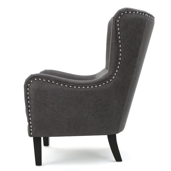 Lorenzo Microfiber Wingback Club Chair By Christopher Knight Home On Sale Overstock 14142279