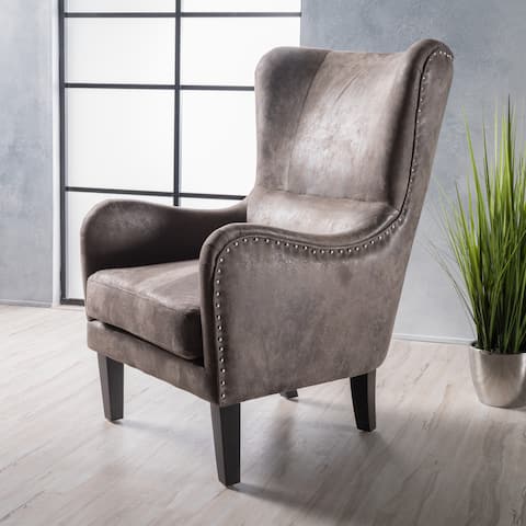 Lorenzo Microfiber Wingback Club Chair by Christopher Knight Home