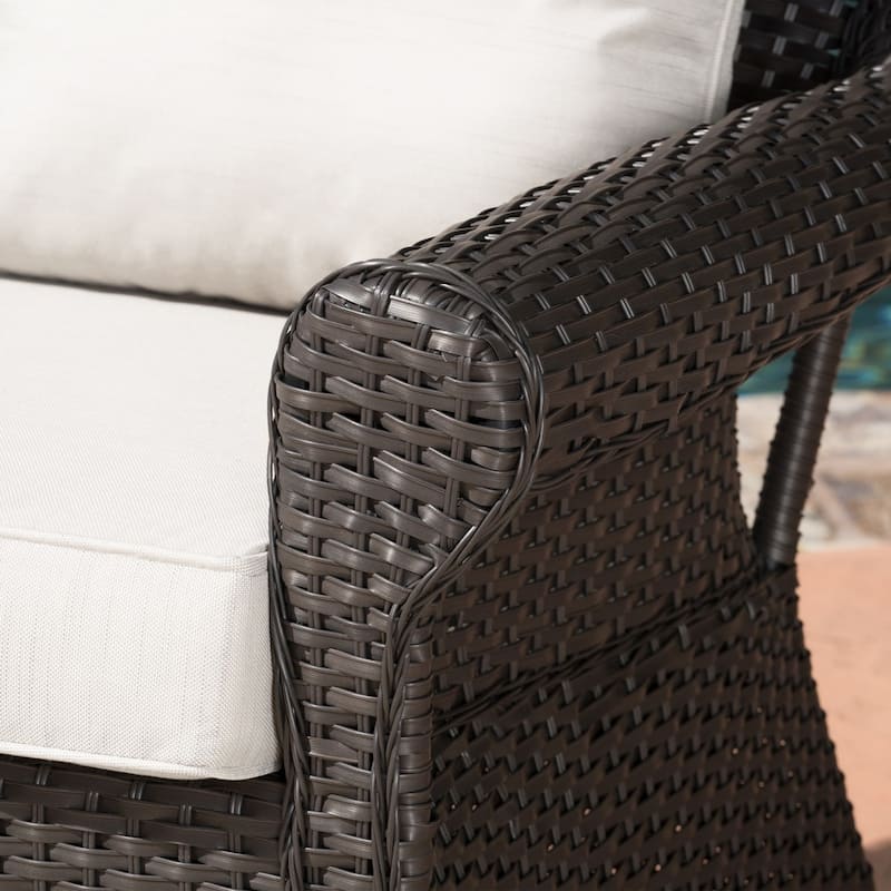 Amaya Cushioned Wicker Outdoor Rocking Chairs (Set of 2) by Christopher Knight Home