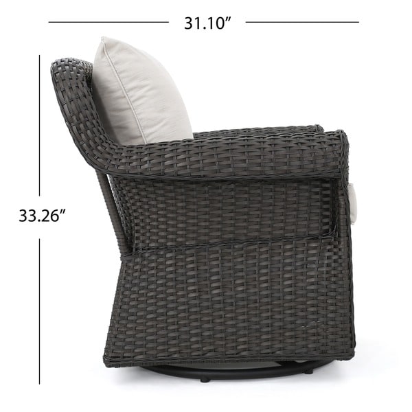 black wicker swivel patio chair