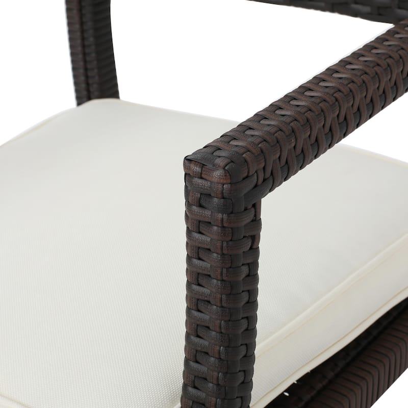 Rhode Island Outdoor Wicker Dining Chair Chair with Cushion (Set of 2) by Christopher Knight Home