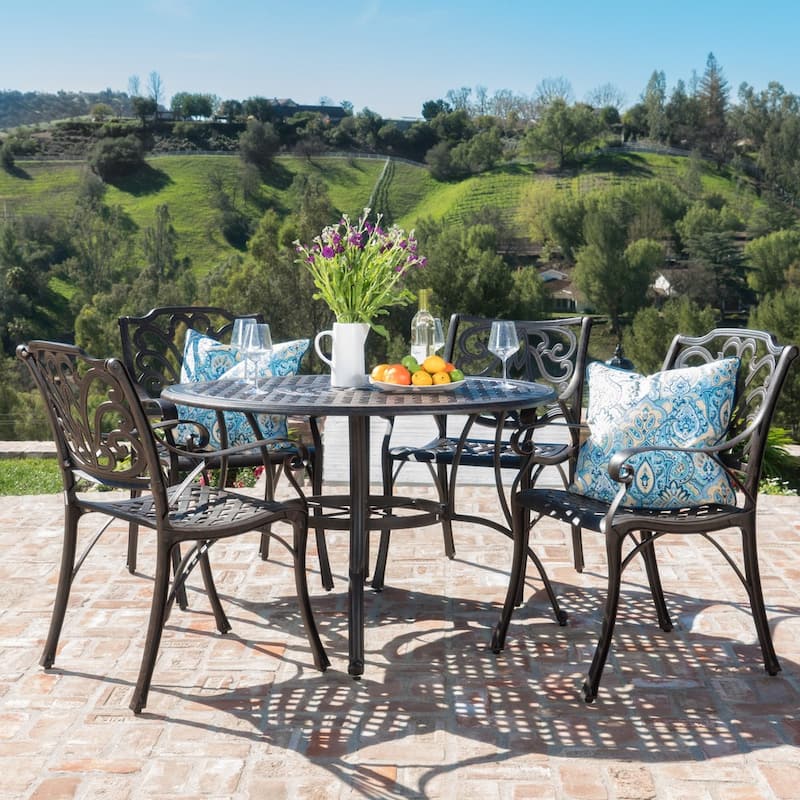 Alfresco Outdoor 5-piece Cast Aluminum Circular Dining Set by Christopher Knight Home