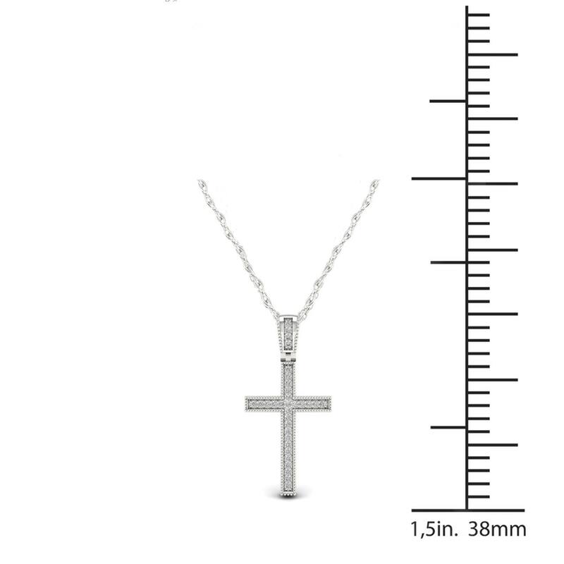 S925 Sterling Silver 1/10ct TDW Diamond Cross Necklace - White H-I