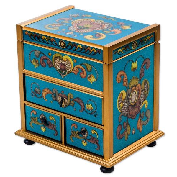 Shop Handmade Reverse Painted Glass Floral Drawers Jewelry Box