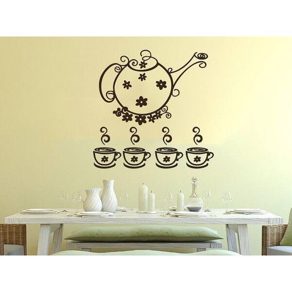 Tea Kettle Sticker Tea Kettle Cup Dishes Vinyl Sticker Decals Tea Cup for Kitchen Cafe ...
