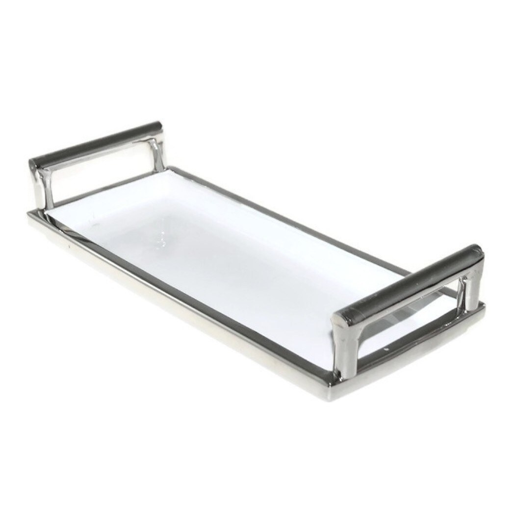 white ceramic tray with handles