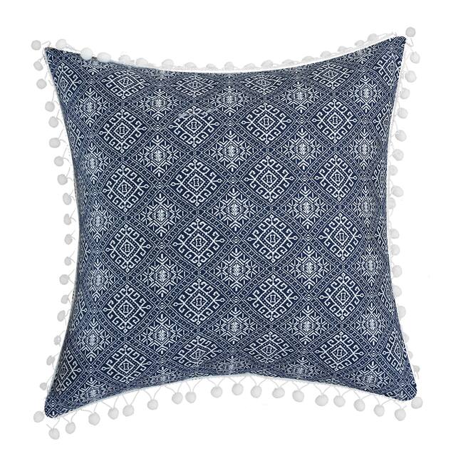LUX-BED 1-Piece Pearce Garden Decorative Navy/Red/Pink Throw Pillow - Square - Blue - 16 x 16