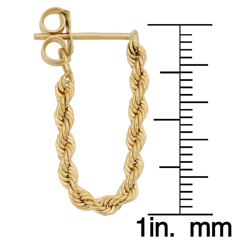 Fremada 10k Yellow Gold Diamond-Cut Rope Dangle Earrings