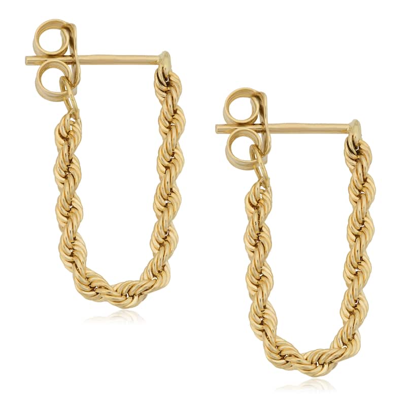 Fremada 10k Yellow Gold Diamond-Cut Rope Dangle Earrings