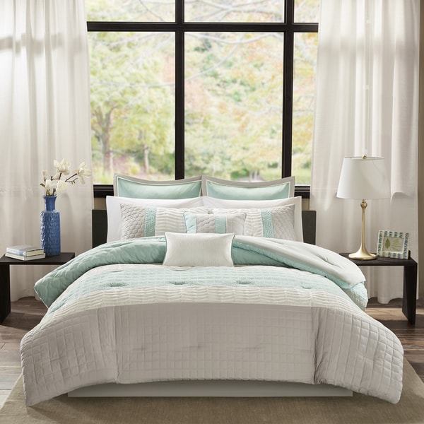 Madison Park Regina Aqua 8 Piece Quilted Comforter Set