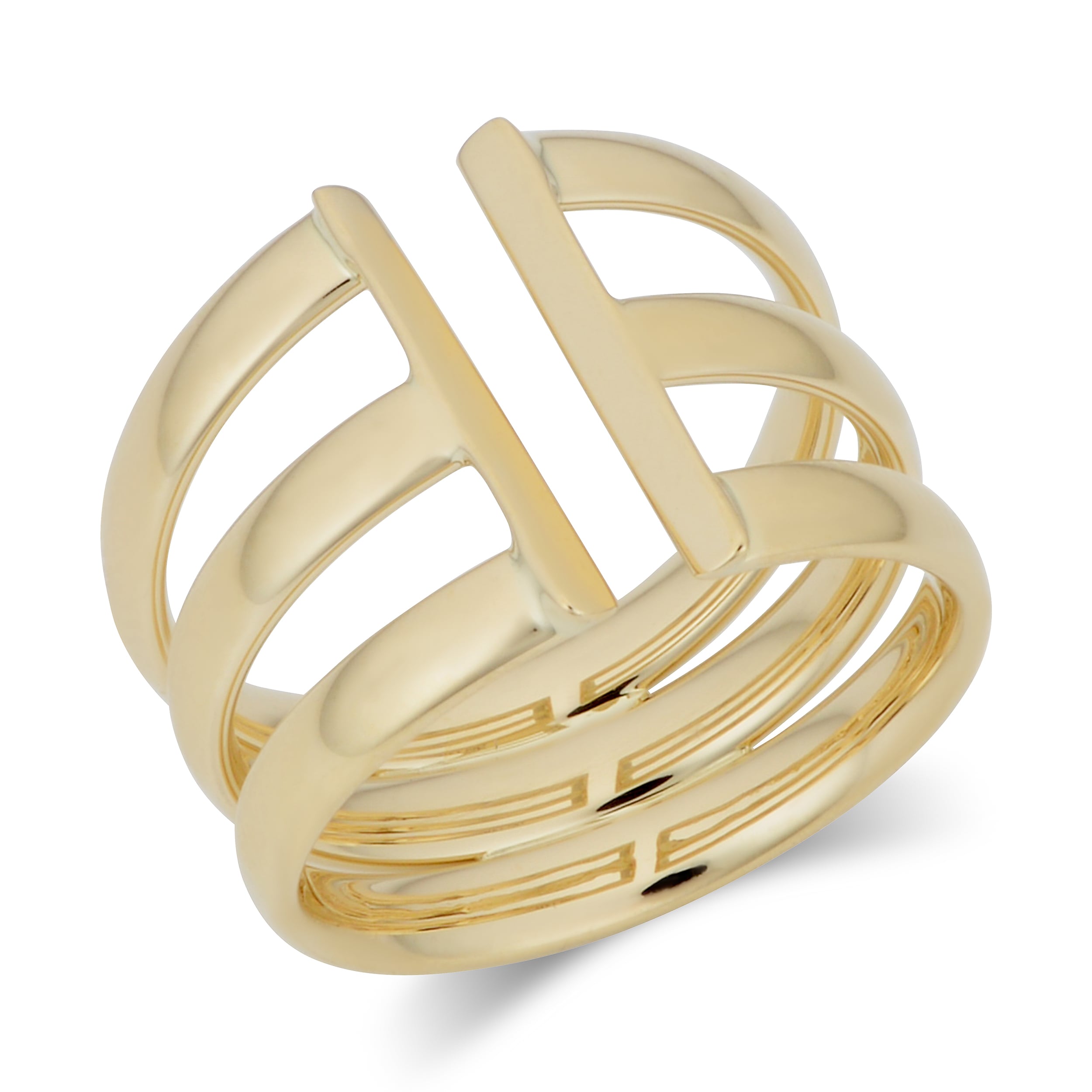 Au Naturale Italian 14k Yellow Gold Triple Open Band Ring