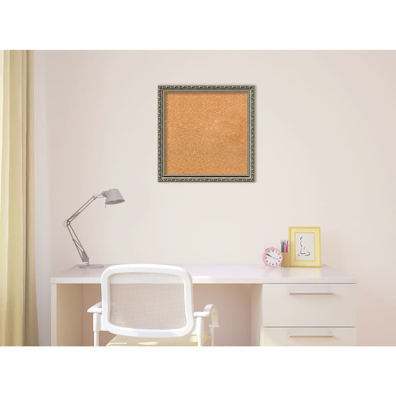 Framed Cork Board, Choose Your Custom Size, Parisian Silver Wood
