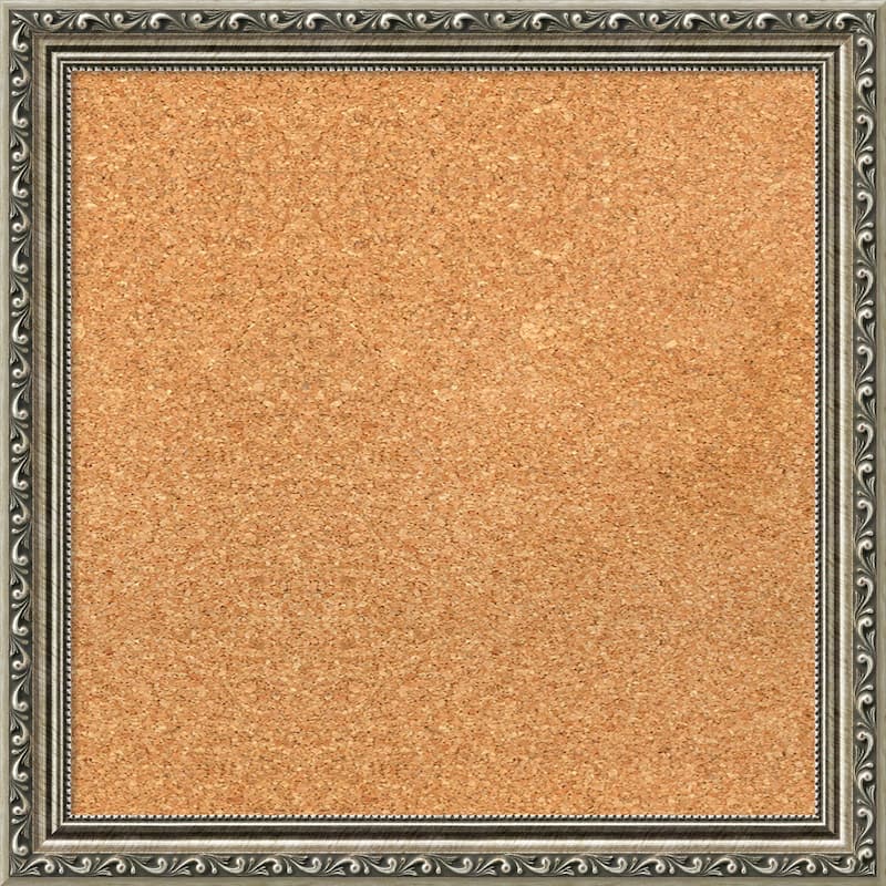 Framed Cork Board, Choose Your Custom Size, Parisian Silver Wood