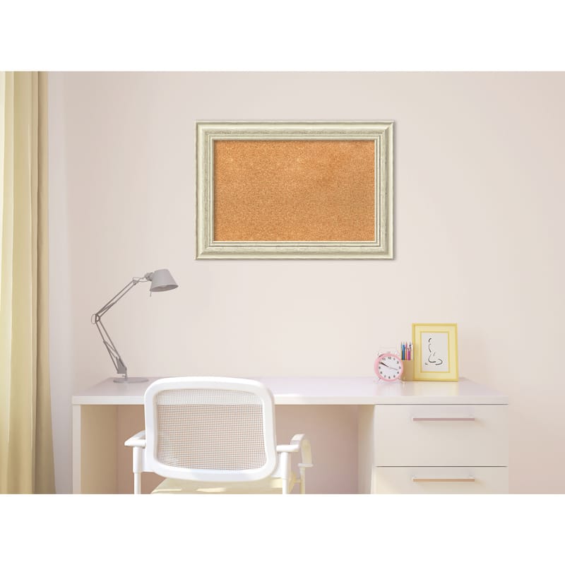 Framed Cork Board, Choose Your Custom Size, Country White Wash Wood