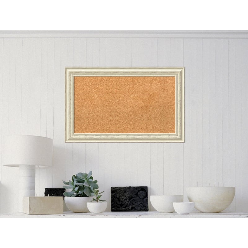 Framed Cork Board, Choose Your Custom Size, Country White Wash Wood