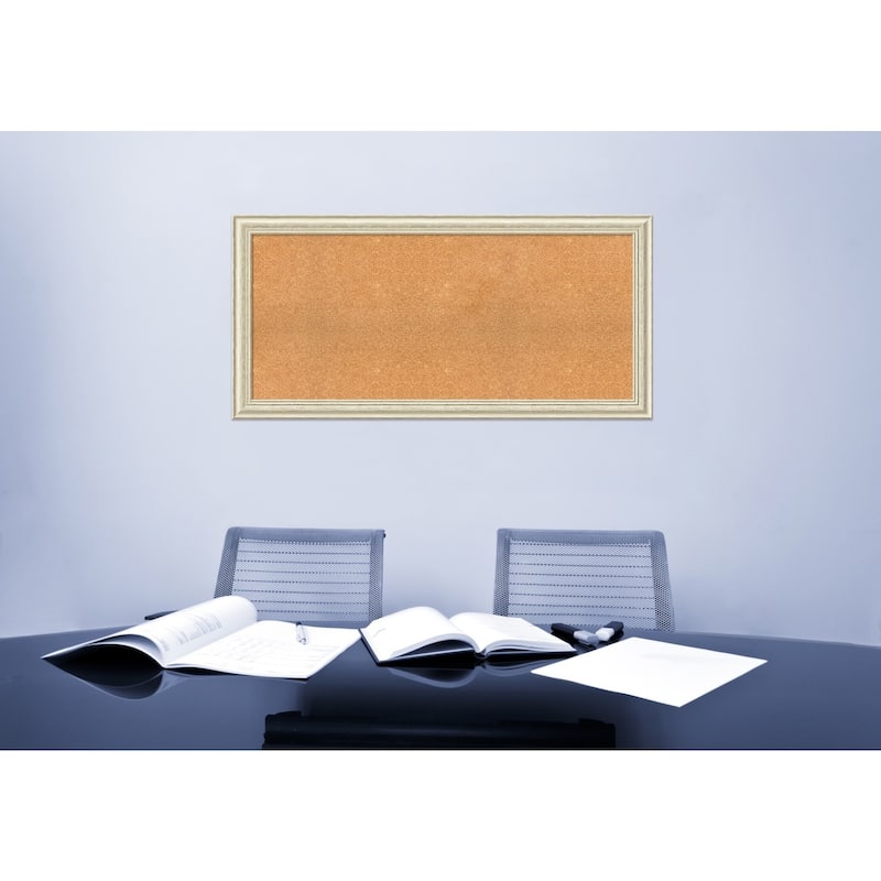Framed Cork Board, Choose Your Custom Size, Country White Wash Wood