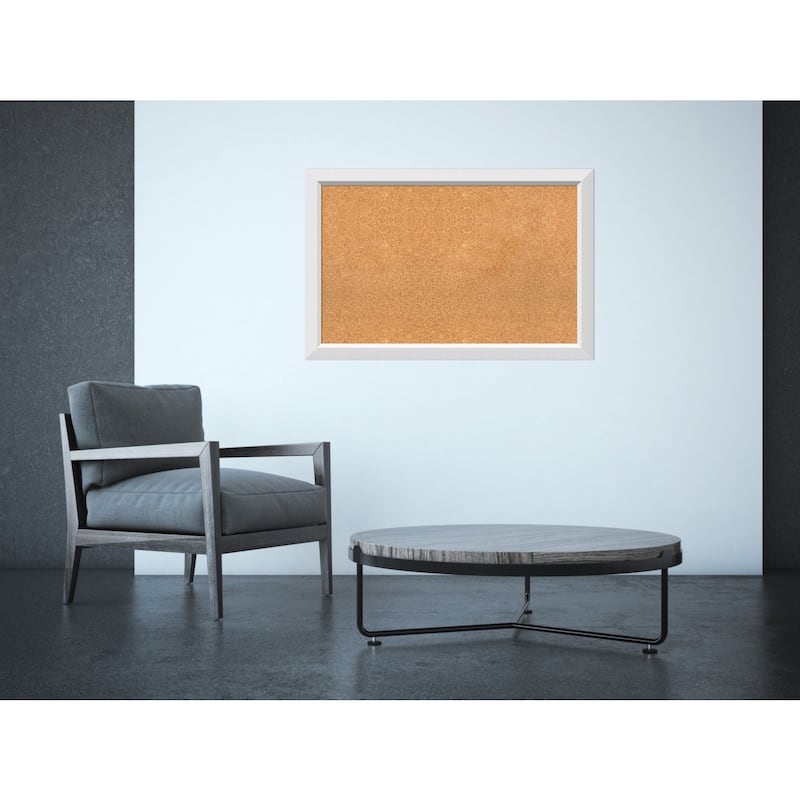 Framed Cork Board, Choose Your Custom Size, Blanco White Wood