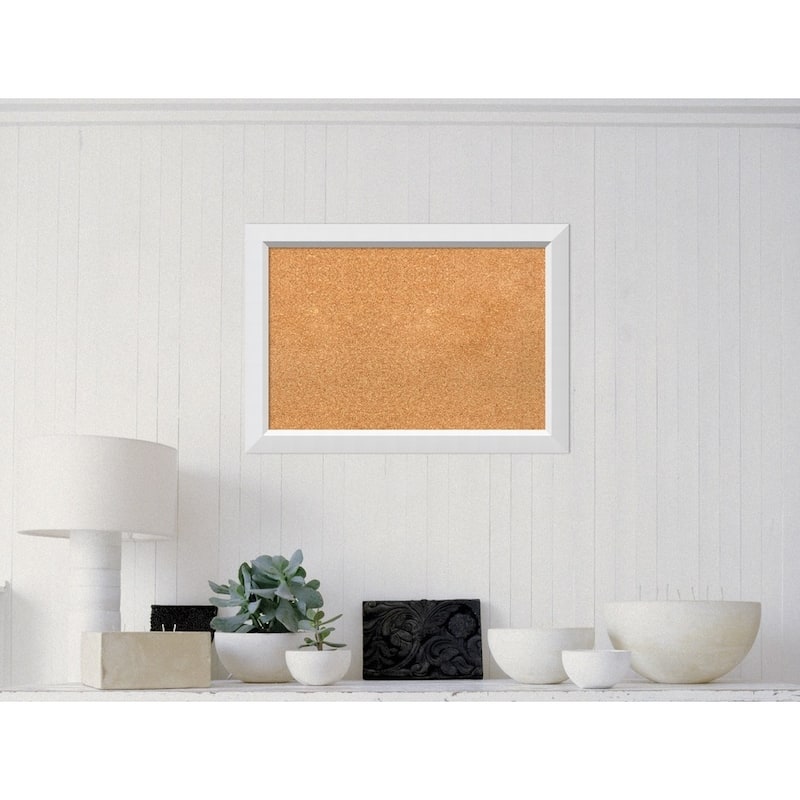 Framed Cork Board, Choose Your Custom Size, Blanco White Wood