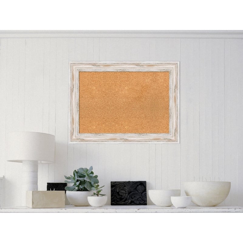 Alexandria White Washed Wood Framed Cork Board