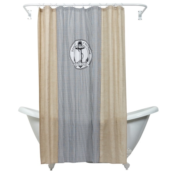 Beach Cottage Cotton Fabric Shower Curtain