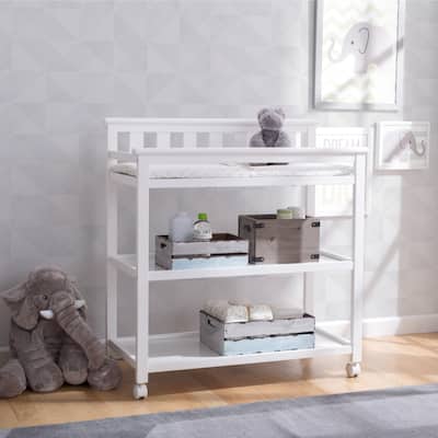 Delta Children Flat Top Changing Table with Casters, Bianca (White)