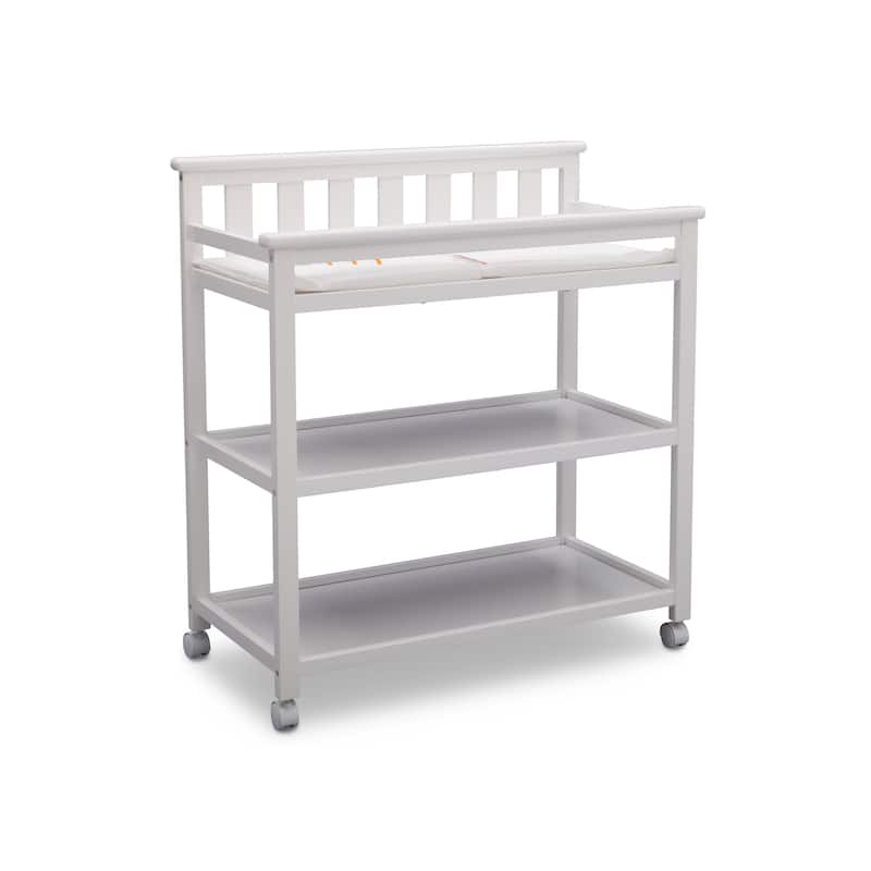 Delta Children Flat Top Changing Table with Casters, Bianca (White)