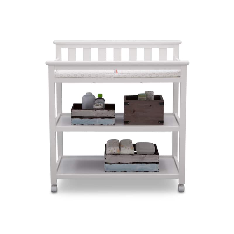 Delta Children Flat Top Changing Table with Casters, Bianca (White)