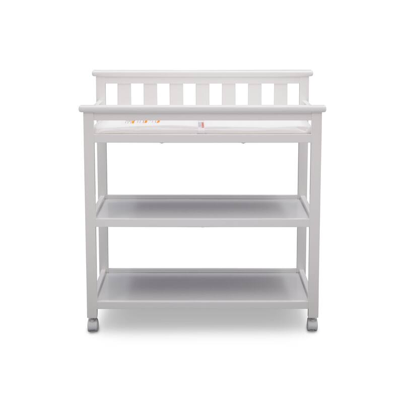 Delta Children Flat Top Changing Table with Casters, Bianca (White)