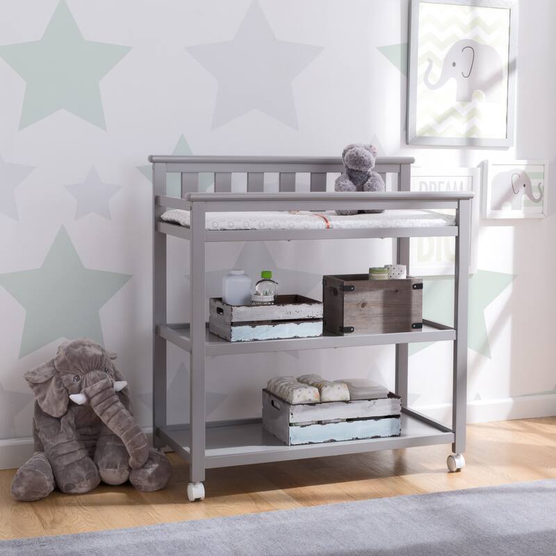 Delta Children Flat Top Changing Table with Casters, Grey