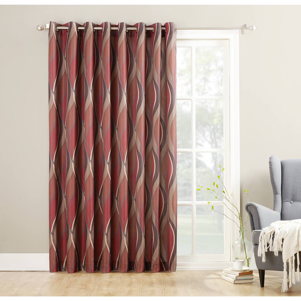 No. 918 Intersect Red Extra-wide Casual Textured Grommet-top Patio Door Curtain Panel