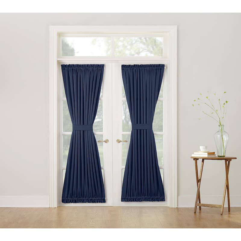 Porch & Den Inez Blue Rod-pocket Room-darkening Window Door Panel, Single Panel