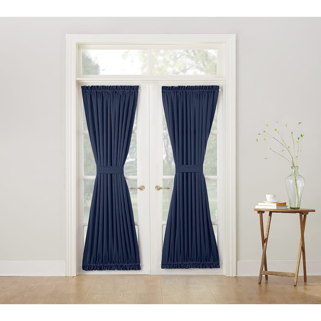 Porch & Den Inez Blue Rod-pocket Room-darkening Window Door Panel, Single Panel