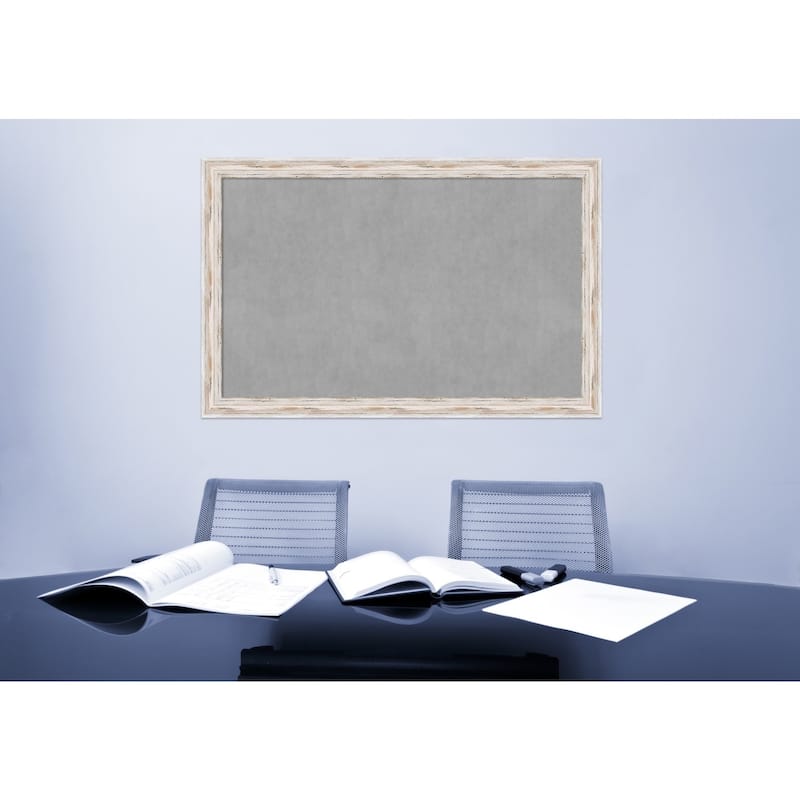 Alexandria Distressed Whitewash Wood Framed Magnetic Board