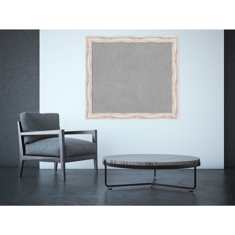 Alexandria Distressed Whitewash Wood Framed Magnetic Board