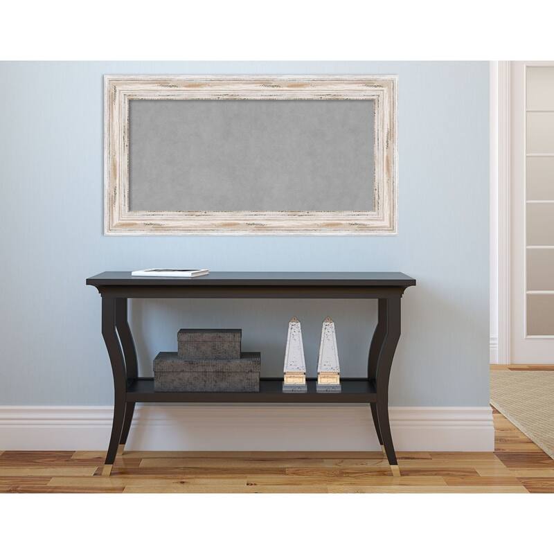 Alexandria Distressed Whitewash Wood Framed Magnetic Board
