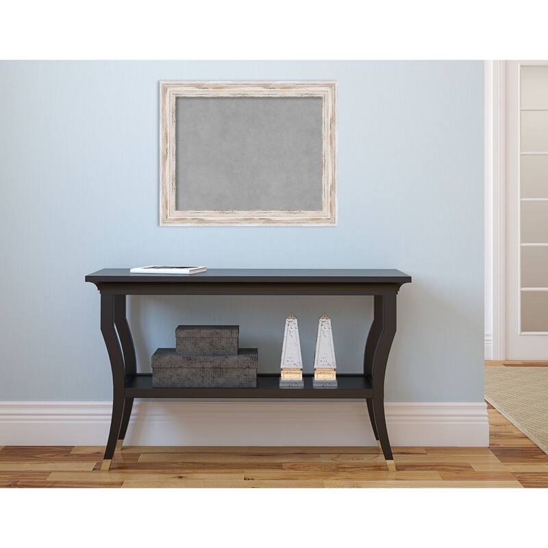 Alexandria Distressed Whitewash Wood Framed Magnetic Board