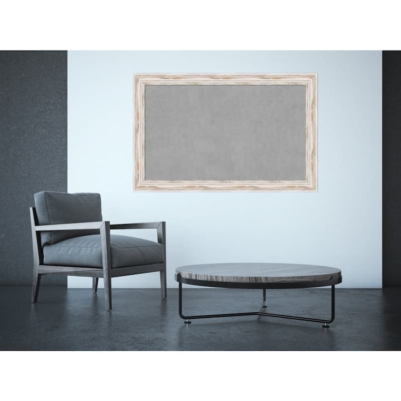 Alexandria Distressed Whitewash Wood Framed Magnetic Board