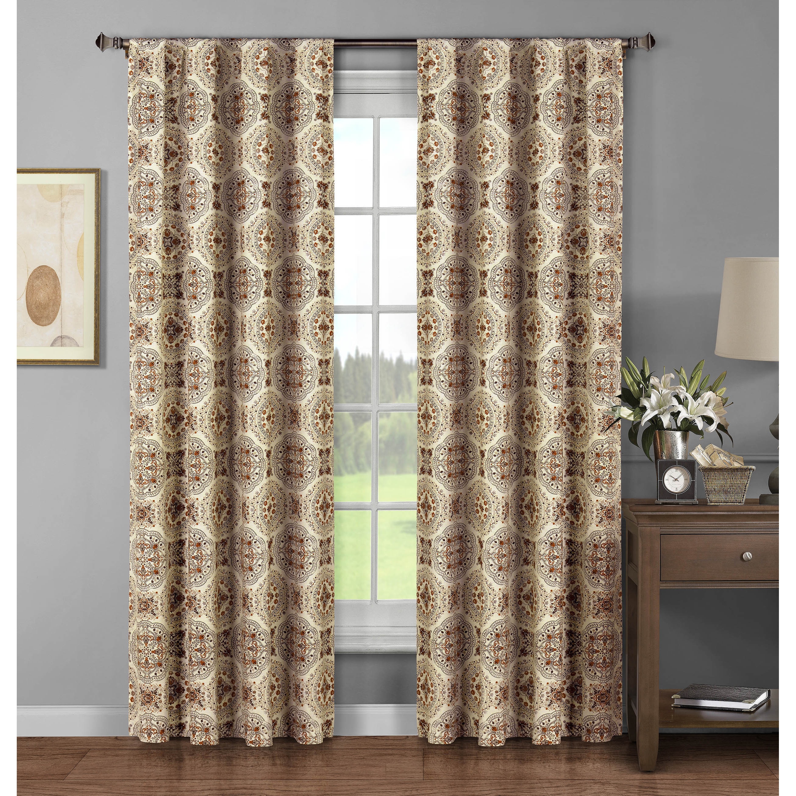 Window Elements Caroline Brown Cotton 96 Inch Rod Pocket Curtain Details About Window Elements Caroline Brown Cotton 96 Inch Rod Pocket Curtain Panel Pair 52