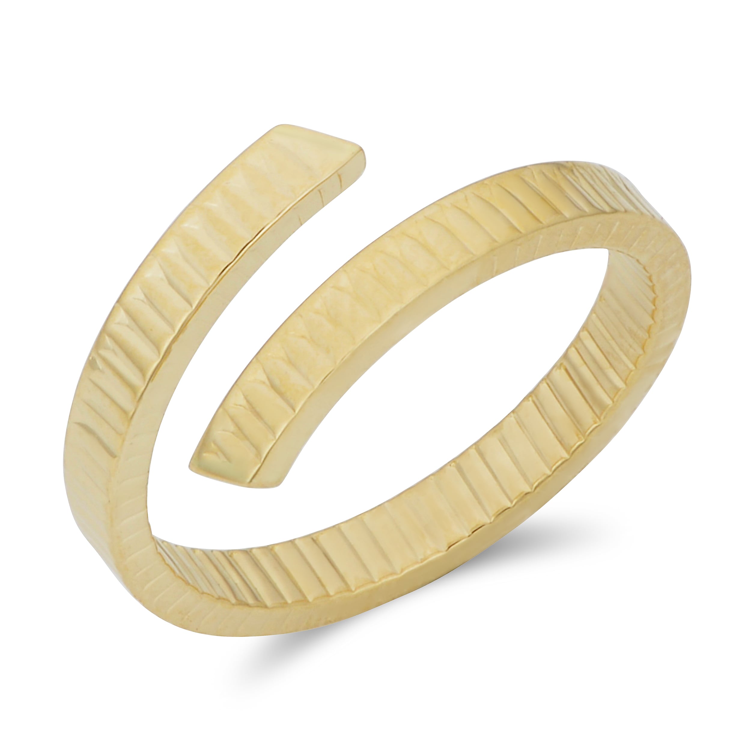 Au Naturale Italian 14k Yellow Gold Diamond-Cut Bypass Ring